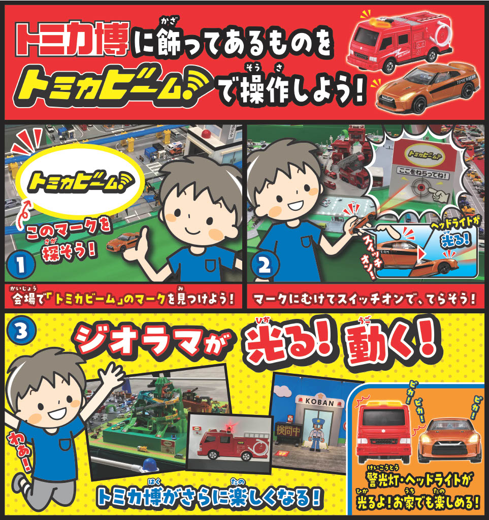 トミカ博に飾ってあるものをトミカビームで操作しよう!