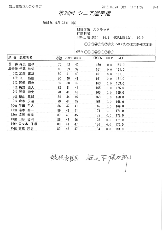 シニア選手権決勝